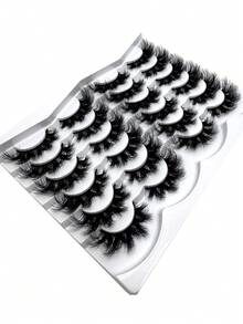New 12 Pairs 3D Faux Mink Lashes Natural Thick Dramatic Fluffy Extended Eyelashes Wispy Lashes Natural Look 3D False Eyelashes D Curl Russian Strip Lashes Full False Eyelashes Travel Essentials Makeup Tools - Black - View 6