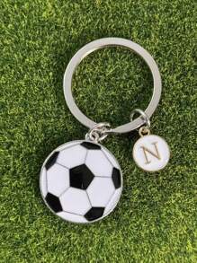 1 个足球形钥匙扣，合金材质，油滴效果，初始设计，是送给朋友、男朋友、篮球俱乐部活动、体育活动、情人节、汽车配件、包包挂件、学校用品的理想礼物