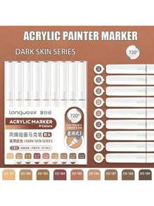 Languo 240/192/96 Colors Straight Liquid Soft-Bristled Acrylic Marker Pen, Student Art Professional Painting And Drawing Filling Color Brush, Diy Graffiti Painting Character Skin Color Pen, Skin Beauty Pen, Waterproof And Stackable Color Acrylic Marker Pen That Can Paint Wood/Stone/Glass , Back To School Gifts