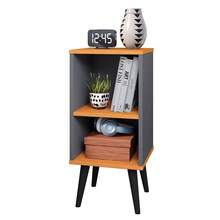 Bedside Table With Niche, Toothpick Legs, Retro Charming Bedroom Bed - Xám - Xem 2