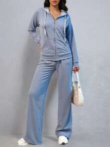 Women Two-Piece Outfits - Baby Blue - View 2