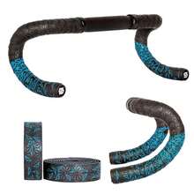 Cinta para barra de bicicleta de carretera con patrón de crisantemo, cintas para manillar de Color degrdo, cinta envolvente antivibración suave EVA/, barra duradera - Azul - Ver 3