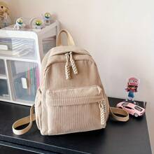 1 件灯芯绒复古背包，涤纶衬里文件袋，多巴胺拉链文具收纳，文化袋，便携式旅行收纳袋，女包，夏季包，度假包，化妆包，钱包，书包，学习用品配件