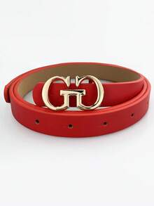 1 条女士皮带，带字母 G 扣，时尚通勤 PU 皮革，休闲时尚高端小众设计，光滑带扣，适合牛仔裤、连衣裙和其他秋季、万圣节服装 - 彩色 - 查看 11