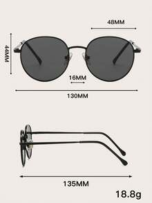 1 Pair Unisex Retro Round Metal Sunglasses, Suitable For Electronic Music Festivals, Travel, Vacation, Sports, Driving, Festivals, Beach, Outings, Summer Accessories, Family Outings, Golf, Hiking, Elegant Attire, Street Style Accessories, Vacation Atmosphere, Sports, Parties, Outdoor Activities, Street Style, Fishing, Outdoor Activities, Holidays, Vacation - Black - View 5