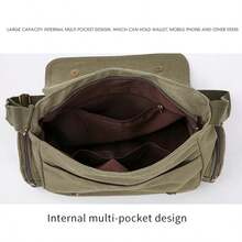 Women Vintage Large Capacity Canvas Messenger Bag Black - 黑色 - 查看 6