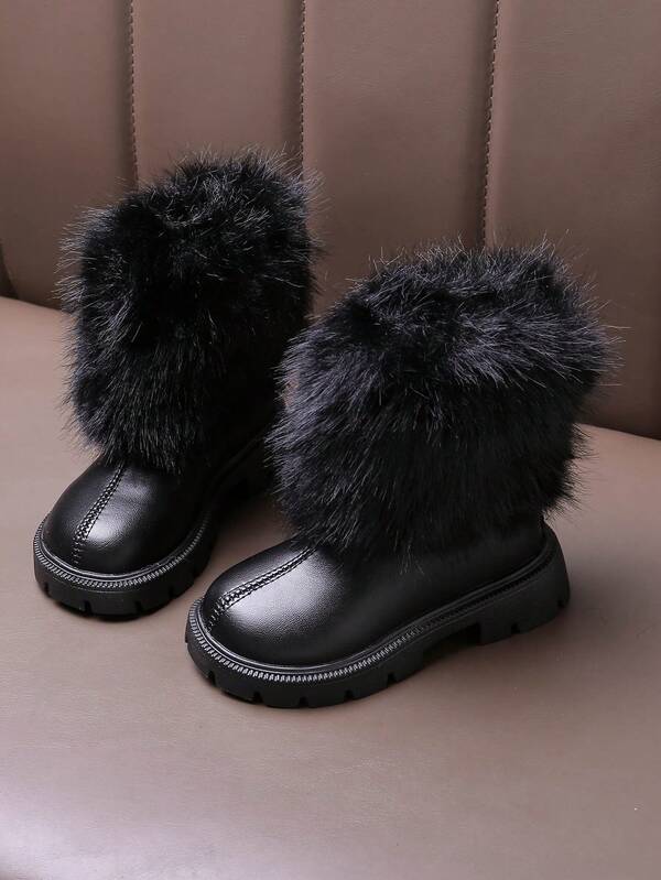 زوج من الأحذية الأنيقة للبنات/الأطفال الصغار, بوت دافئة للخارج والأكاديمية, بوت كاجوال مناسبة لجميع المواسم, الخريف/الشتاء