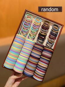 100/200/300/400pcs Assorted Colorful Hair Ties, High Elasticity, Non-Damaging, Suitable For Daily Use, Recommended Hair Accessory Gift,Festival,Party - Multicolor - View 6