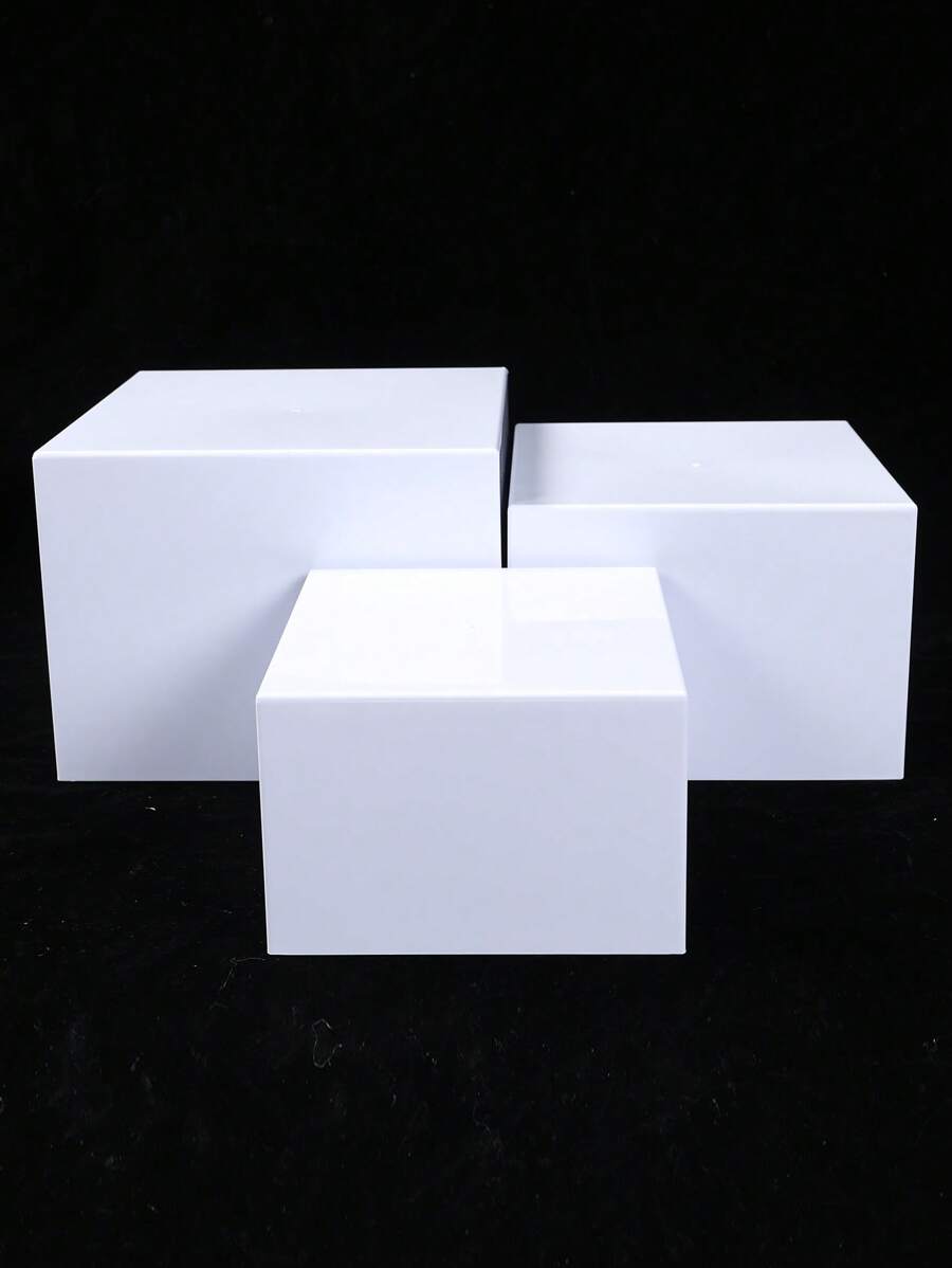 3Pcs Stackable Acrylic Dessert Display Stand,White Rectangular Dessert Boxes Including Multiple Sizes,Food Risers For Party,Buffet Risers,Wedding Decor,Bridal Shower Favors,Babyshower Decor,Birthday Party Supplies,Party Dessert Showcase,Best For Christmas,Holiday Party Decor