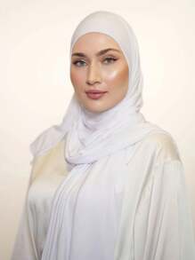 1 buc Eșarfă Hijab din bumbac modal, elegantă, casual, mătăsoasă, moale, cu model solid, stil turban, pentru viața de zi cu zi, călătorii, întâlniri