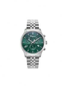 Salvatore Ferragamo Duo Chronograph Quartz Watches For Men Green Dial Mens Watch Gifts - 綠色 - 查看 1
