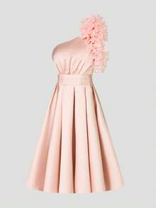 Faeriesty Elegantes Satin A-Linien Kleid mit Off-Shoulder Ausschnitt und Rüschendetails - Abendkleid für Hochzeiten, Galas, rote Teppich Events und schwarze Binden-Partys - Champagnerfarben - Übersicht 10