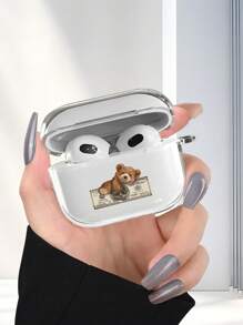 Carcasă de protecție transparentă TPU "Îmbrățișează și aruncă ursulețul", potrivită pentru AirPods2, AirPods3, pentru AirPods Pro, pentru husă pentru căști AirPods Pro2