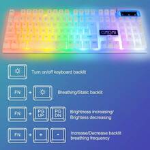 LED Keyboard And Mouse 104 Keys Rainbow Backlit Keyboard And 7 Color RGB Mouse White Gaming Keyboard And Mouse Combo For PC Laptop   Gamers And Work