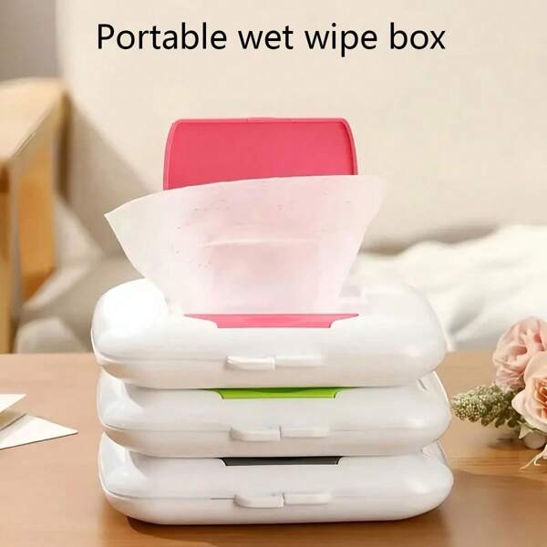 Caja portátil de toallitas húmedas: Una caja de almacenamiento de pañuelos amigable para viajar, adecuada para cochecitos, sábanas y uso en exteriores. Fabricada en material de PP duradero, diseño inodoro, compacta y portátil, accesorio para cochecito, dispensador de moda, sellado seguro