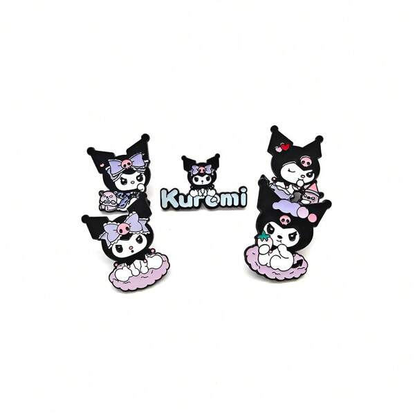 Sanrio 5 Stück Cartoon Sanrio Brosche kreative Kuromi Emaille Anstecker Metall Revers Abzeichen Schmuck Rucksack Kleidung Accessoires Festliche Geschenke
