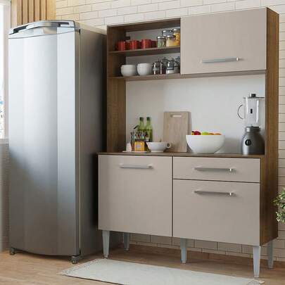  Mueble de Cocina Compacto 120cm Life Madesa Color Marron y Crema