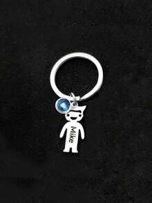 1 Personalized Stainless Steel Home Keychain With 5 Birthstones And Customized Name - Durable Carved Gift, Suitable For Parents, Children, Birthdays, Christmas, Mother's Day, Father's Day, Emotional Souvenirs, College Style Accessories, Smooth Metal Texture, Birthday Gift, Fashionable Accessory, Durable Material, Emotional Shopper - Multicolor - View 2