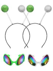 D EXCEED 2/3/4PCS Alien Costume Accessories Antenna Headband & Props Glasses & Gloves Costume Bundle Set For Halloween, Cosplay Events, Photo Shoots,Party Costume - Multicolor - View 7