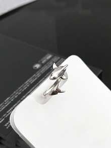 1pc Fashion Vintage Open Shark Design Elegant Ring, Unisex Daily Accessory Jewelry Gift - H526 - View 3