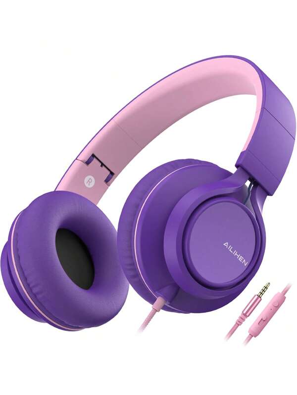 1 Auricular Con Cable Con Micrófono Y Control De Volumen, Plegable, Ligero, Ajustable, Con Cable