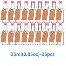 25 Pack, Mini Liquor Bottles,0.83oz 1.7oz 3.3oz Plastic Empty Miniature Bottle With Screw Caps, Small Shot Bottles, Drink Containers Wine Bottles Reusable Empty Spirit Bottle Juice Bottles Alcohol Bottles Sauce Bottles For Weddings Parties, Christmas Day Party Supplies
