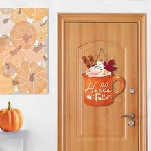 1 套 2D 你好，秋季南瓜雪顶杯木制现代墙面装饰欢迎标志秋季感恩节主题派对装饰、餐厅装饰、房间装饰、家居装饰秋季装饰万圣节秋季装饰 - 彩色 - 查看 3