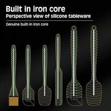 6-Piece Red/Black Seamless Silicone Spatula Set - Heat-Resistant And Flexible Silicone Spatulas For Kitchen Cooking, Baking, Stirring Yogurt And Spreading Butter - Non-Stick And Easy To Clean, Premium Tableware, Easy To Use In Dishwashers, High-Quality Baking Set, Thanksgiving Gift, Halloween Gift, Christmas Gift - 紅色 - 查看 7