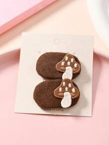 2pcs/Set Sweet Fabric Small Oval Hair Clips, Rabbit, Cherry, Flower, Mushroom Decor BB Clips, Minimalist Versatile Hair Clips & Accessories - 2 Pieces Per Set - View 7