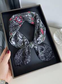 1 件优雅复古佩斯利花卉印花 27.6 英寸方形围巾，波西米亚风格女式头巾，时尚百搭头带，领带，发饰，适合日常穿着和户外搭配围巾