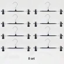 10 件可调节裤架、不锈钢裙夹晾衣架、衣柜收纳架 - 黑色 - 查看 10