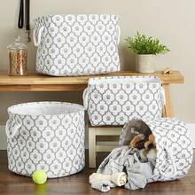 Bone Dry - Contenedor de almacenamiento de juguetes y accesorios para mascotas DII, cesta organizadora plegable para decoración del hogar, juguetes para mascotas, mantas, correas y comida, Paw Gris, rectangular Chico - Gris - View 3
