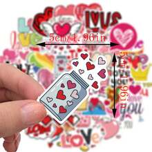 50 PIEZAS Pegatinas de San Valentín Decoraciones de Día de San Valentín Pegatinas de Dibujos Animados Regalos de Día de San Valentín Pegatinas de Día de San Valentín Pegatinas de Amor Pegatinas de Corazón Pegatinas Rosas para Portátil, Parachoques, Monopatín, Botellas de Agua, Computadora, Teléfono