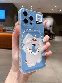 1 pieza Funda de teléfono con bolsillo bordado para tarjeta, diseño de sombrero de cumpleaños con cabeza de animal lindo, compatible con teléfonos Apple