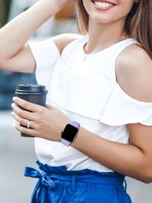 1条男女通用柔软硅胶休闲紫色运动表带，蝴蝶扣，舒适可调节防水腕带，兼容 38/40/41/42/44/45/46/49mm，适用于 Ultra/SE/11/10/9/8/7/6/5/4/3/2/1系列，智能手表配件 - 紫丁香(無手錶) - 查看 3