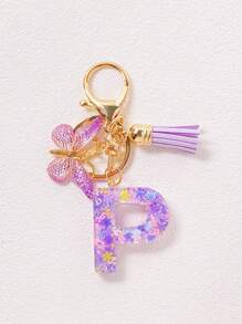 Alphabet Initial Letter Keychain Cute Butterfly Key Chain Ring Purse Bag Backpack Charm Earbud Case Cover Accessories Women Girls Gift Car Accessories Goth Y2k