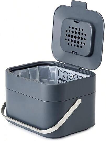 Joseph Joseph 30016 Intelligent Waste Compost Bin Food Waste Caddy With Odor And Ventilation, 1 Gallon / 4 Liters, Graphite