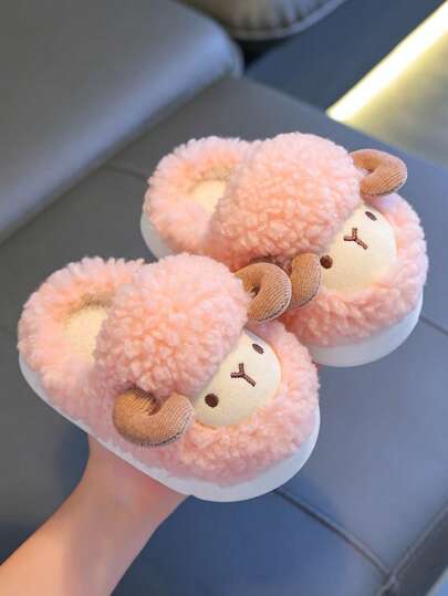 1 Paar Kinder Plüsch Hausschuhe, neue süße Tier Muster weiche Sohle dicke warme Innen Hausschuhe für den Winter
