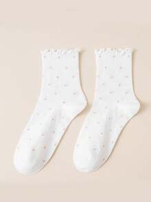1/6 Pairs Random Polka Dot Knee High Socks For Women, Fashionable Korean Style Cute & Versatile - Multicolor - View 4