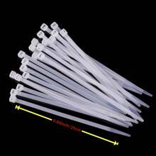 100 piezas de bridas de nylon autoblocantes blancas, ataduras de cables de plástico, correas para sujetar cables
