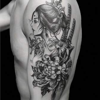 （艺伎）临时草药纹身，逼真持久的临时纹身，防水防刮，可持续 7-15 天