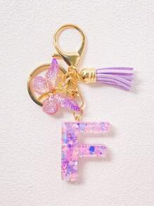 Alphabet Initial Letter Keychain Cute Butterfly Key Chain Ring Purse Bag Backpack Charm Earbud Case Cover Accessories Women Girls Gift Car Accessories Goth Y2k