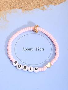 Set de pulseras personalizadas, estilo de vacaciones en la playa de verano, set de pulseras con cuentas con diseño minimalista de patrones de dopamina de dibujos animados, personalizables con nombres, frases, fechas, adecuado para cumpleaños, Día de San Valentín, aniversario, regalo para mejor amigo, uso diario - multicolor - Ver 3
