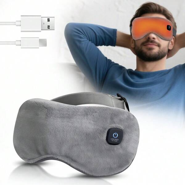 Hailicare Máscara de ojos calentada inalámbrica para ojos secos con 3 niveles de calor, compresa caliente inteligente con temporizador, máscara para dormir eléctrica, compresa de calor para alivio ocular, máscara de ojos con calefacción que bloquea la luz, para hombres y mujeres, batería recargable de 1000mAh y funda lavable