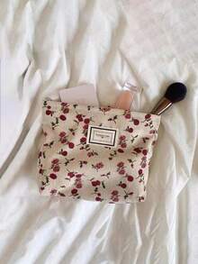 1 件花朵图案印花便携式收纳袋女士化妆包化妆包笔盒洗漱包适合少女、大学生和女士适合户外、旅行、节日和假期假日和学校旅行必需品夏季返校学校用品袋适合学校旅行包女士化妆包适合旅行用品