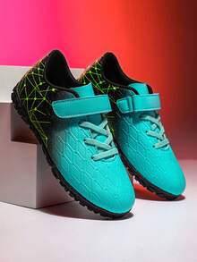 1双儿童PU皮耐磨防断钉防滑专业儿童足球鞋适合所有季节日常锻炼 - 青碧色 - 查看 3