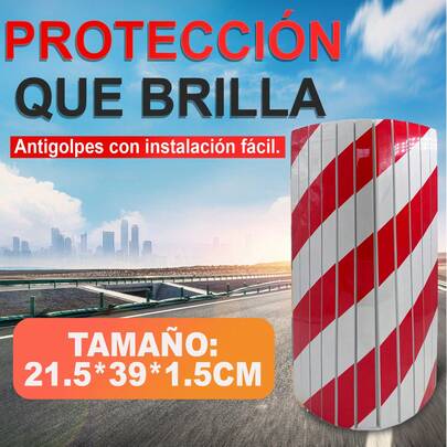 Esquinero flexible reflectante,Protector antigolpes flexible,Protector reflectante para columnas redondas,Protector de esquinas reflectante ancho,Tira flexible de |Diseño rojo/blanco o negro/amarillo|Esquinero antigolpes|Fácil de instalar|Ideal para estacionamientos e industrias|Tamaño 21.5*39*1.5 cm