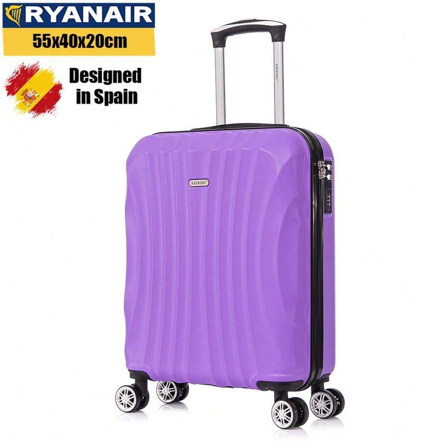 Maleta de cabina ABS de 55x40x20cm (44L) - Maletas de viaje ligeras pequeñas de 20 pulgadas - Turquesa/Plata/Azul marino/Amarillo/Oro rosa/Rojo/Morado/Negro/Menta/Verde - Morado - Ver 1