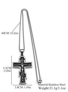 Retro ortodox icoană cruce statuie crucifix pandantiv colier pentru femei bărbați oțel inoxidabil culoare argintie hip hop lanț bijuterii