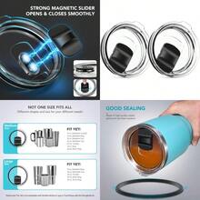 20 Oz Tumbler Lid Replacement Lids Patible For  20 Oz Tumbler 10 24 Oz Mug 10 Oz Lowball And 25 Oz Straw Mug Travel Sof Cup Covers With Magnetic Slider Switch - 黑色 - 查看 1